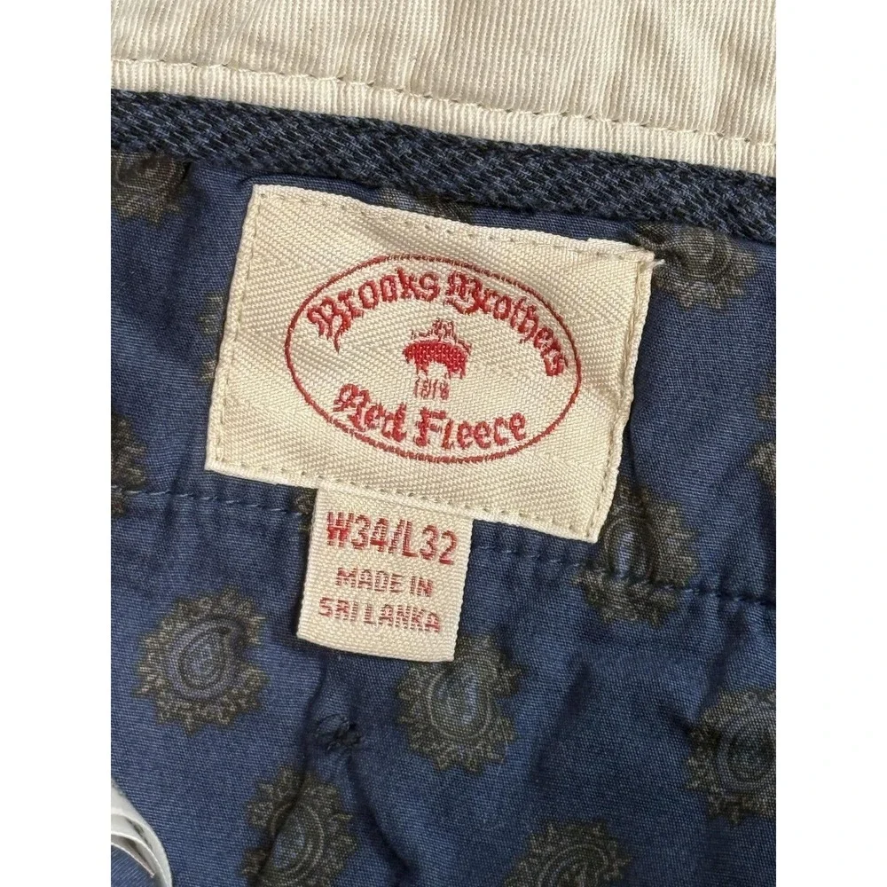 Brooks Brothers Red Fleece Pants Mens 34x32 Blue Slim Fit Check Chino Casual